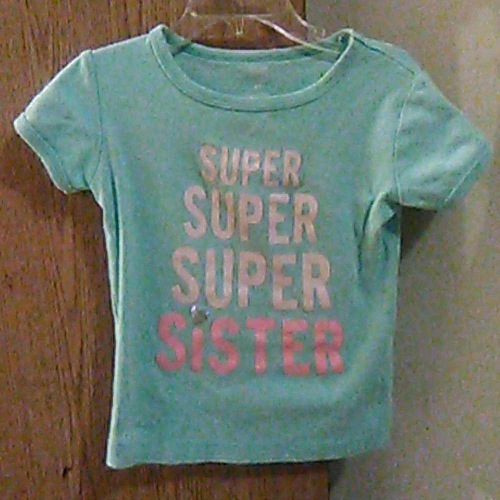 Super sister teal with pink letters